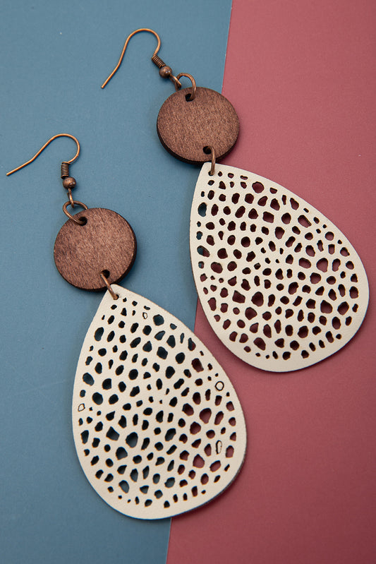 Apricot Colorblock Cut-Out Water Drop Hook Earrings