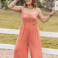 Plus Size Lace Detail Spaghetti Strap Wide Leg Jumpsuit