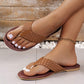 Chestnut Braided Strap PU Leather Flip Flop