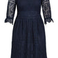 Black Eyelash Lace Square Neck Plus Size Dress