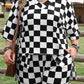 Black Checkered Pattern Tee and Shorts Plus Size Two Piece Set