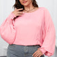 Plus Size Lantern Sleeve Dropped Shoulder Blouse