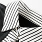 Black Plus Size Striped Cuffs Polo Collar Patchwork Long Sleeve Ruffle Hem Dress