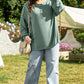 Seagrass Plus Size Exposed Seam Drop Shoulder Henley Top