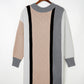 Apricot Mixed Boucl Color Block Plus Size Sweater Dress