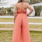 Plus Size Lace Detail Spaghetti Strap Wide Leg Jumpsuit