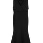 Black Plus Size Surplice V Neck Fringe Formal Maxi Dress