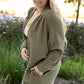 Seagrass Waffle Knit Drop Shoulder Open Front Pocketed Plus Size Cardigan