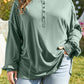 Seagrass Plus Size Exposed Seam Drop Shoulder Henley Top