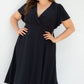 Black Plus Size Flutter Sleeve V Neck Midi Dress