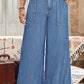 Ashleigh Blue Plus Size Elastic Waist Ruffled Wide Leg Denim Pants