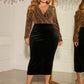 Honey Plus Size Surplice Neck Long Sleeve Slit Dress