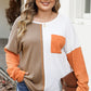 Plus Size Color Block Dropped Shoulder Blouse