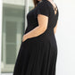 Black Plus Size Ruched Sweetheart Fit and Flare Midi Dress