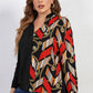 Honey Melo Apparel Plus Size Contrast Color Notched Neck Shirt