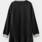 Black Plus Size Striped Cuffs Polo Collar Patchwork Long Sleeve Ruffle Hem Dress