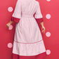 Red Stripe Plus Size Ruffled Hem Pinstriped Midi Dress