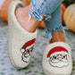 White Christmas Santa Clause Graphic Plush Slippers