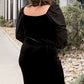 Black Plus Size Ruched Puffy Sleeve Bodycon Dress