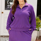 Wisteria Collar Half Zip Pullover Mini Skirt Plus Size 2pcs Set