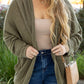 Seagrass Waffle Knit Drop Shoulder Open Front Pocketed Plus Size Cardigan