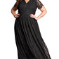 Black Eyelash Lace Short Sleeve Curvy Maxi Dress