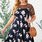 Blue Plus size Floral Print Polka Dots Mesh Patch Mini Dress