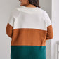 Plus Size Color Block Long Sleeve Sweater