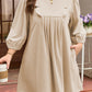 Parchment Notched Neck Scallop Detail Plus Size Mini Dress