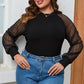 Plus Size Round Neck Long Sleeve Blouse