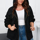 Black Plus Size Bishop Sleeve Zip Up Hooded Jacket