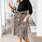 Black Ribbed Knit Leopard Plus Size Midi Dress