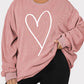 Plus Size Heart Ribbed Round Neck Sweatshirt