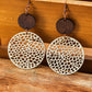 Beige Hollow Out Wooden Round Drop Earrings