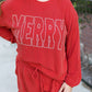 Racing Red MERRY Ribbed Knit Long Sleeve Lace-up Waist Plus Size Set
