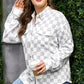 Khaki Plus Size Checkered Buttoned Down Casual Western Jacket