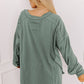 Seagrass Plus Size Exposed Seam Drop Shoulder Henley Top