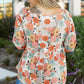 Khaki Plus Size Flower Print Square Neck Peplum Blouse