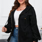 Black Plus Size Bishop Sleeve Zip Up Hooded Jacket