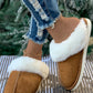 Camel Plush Suede Winter Home Slippers