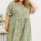 Green Plus size Leopard Tassel Dress