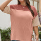 Rose Pink Plus Size Ribbed Colorblock T-shirt