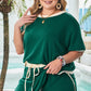 Evergreen Plus Size Contrast Trim T Shirt and Skirt Two Piece Set