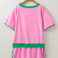 Bonbon Plus Size Contrast Trim T Shirt and Skirt Two Piece Set