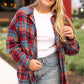 Red Plus Size Plaid Print Buttoned Shirt