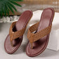 Chestnut Braided Strap PU Leather Flip Flop