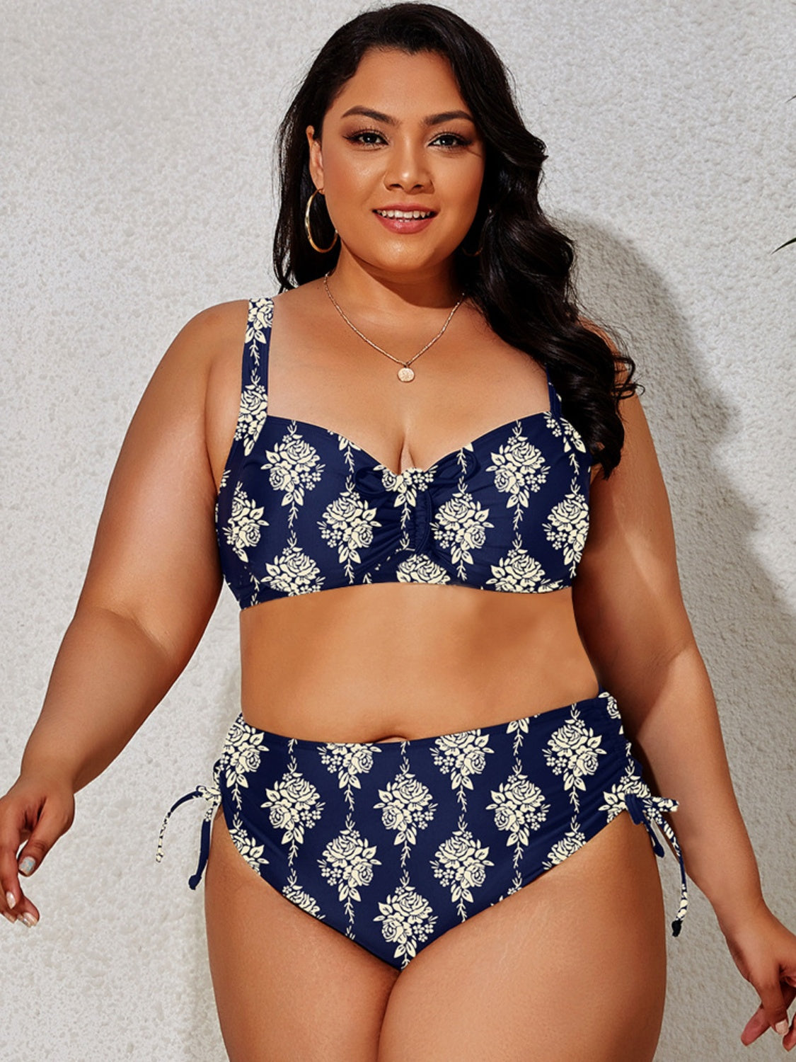 Plus Size Printed Wide Strap Two-Piece Swim Set