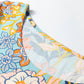 Blue Plus Size Floral Ruffled Long Sleeve Flowy Mini Dress