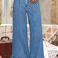 Ashleigh Blue Plus Size Elastic Waist Ruffled Wide Leg Denim Pants
