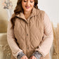 Camel Plus Size Quilted Cord Snap Button Vest Jacket